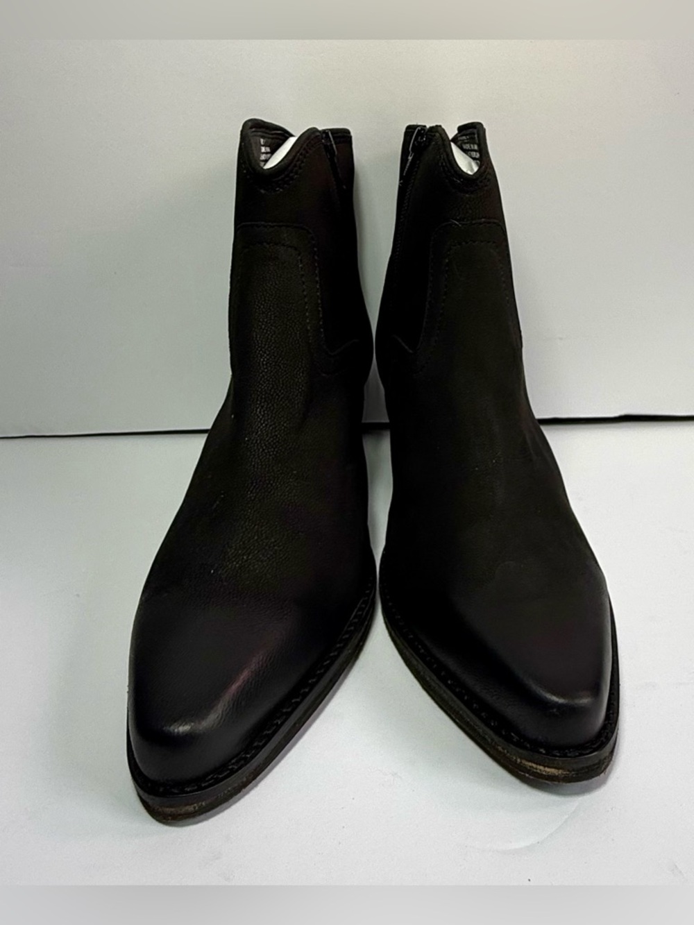 Very Volatile Black Ankle Boots Side Zip Low Heel Western Size 7